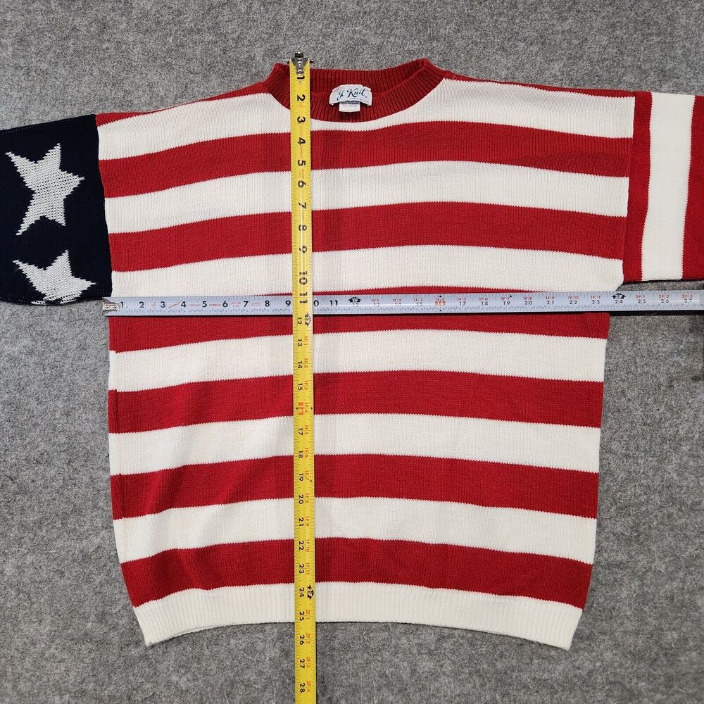 VTG J Knit Adult Mens Womens XL‎ USA Flag Patriotic America Crewneck Sweater - Picture 8 of 11